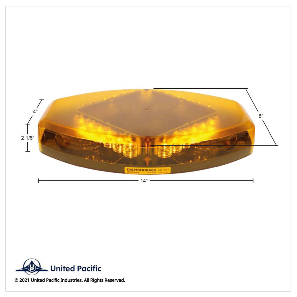 United Pacific - 24 LED Crystal Warning Light Bar - Amber LEDs (Amber ...