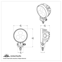United Pacific - 3 High Power LED Round Compact Work Light