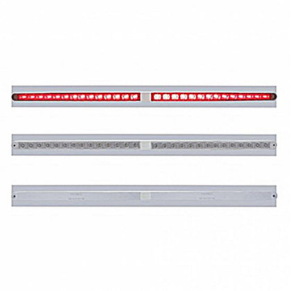 Chrome Top Mud Flap Plate With Two 14 LED 24" Light Bars - Red LEDs (Red, Clear or Chrome)