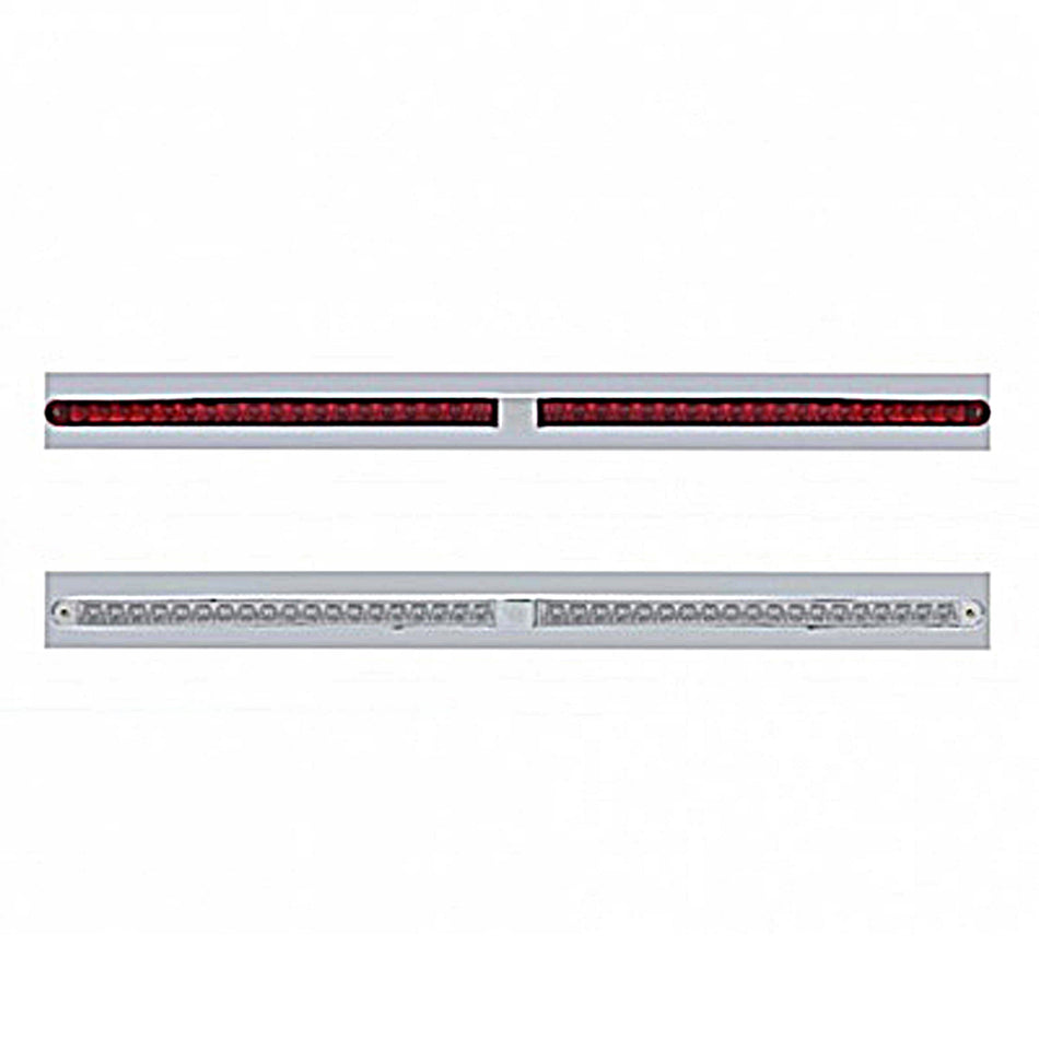 Chrome Top Mud Flap Plate With Two 19 LED 24" Reflector Light Bars - Red LEDs (Red or Clear Lens)