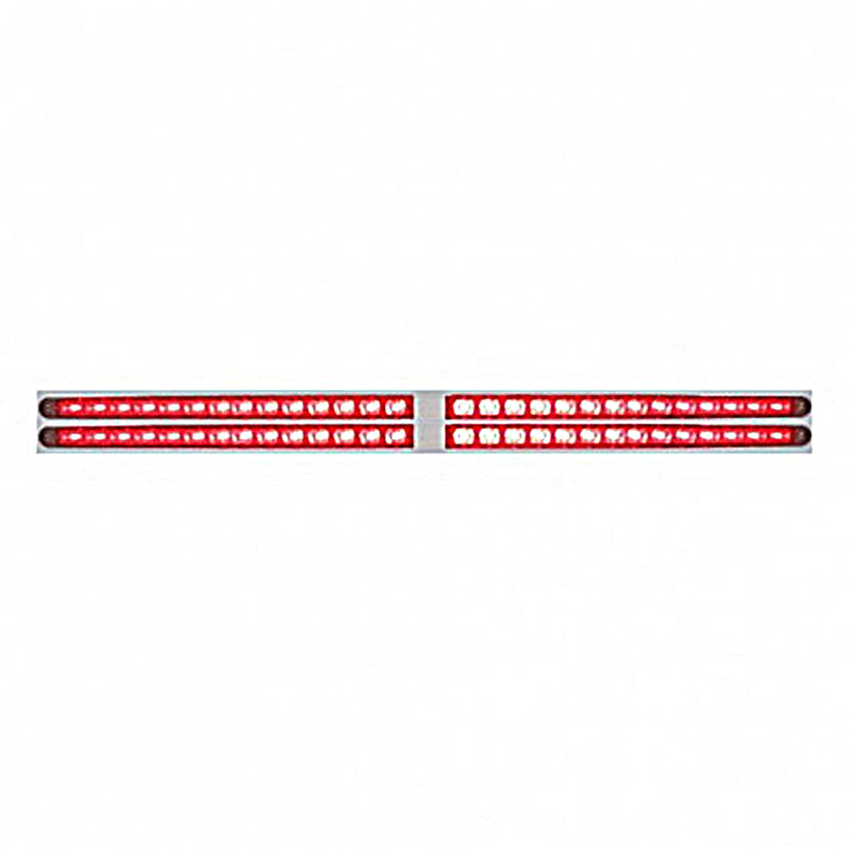 Chrome Top Mud Flap Plate With Four 14 LED 24" Light Bars - Red LEDs (Red, Clear or Chrome Lens)