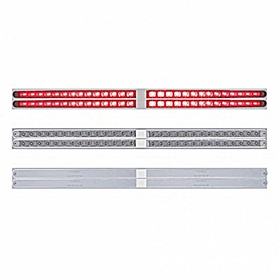 Chrome Top Mud Flap Plate With Four 14 LED 24" Light Bars - Red LEDs (Red, Clear or Chrome Lens)
