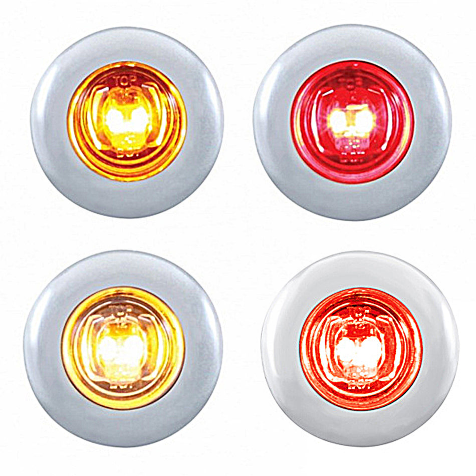 2 LED 3/4" Mini Light With Bezel Clearance/Marker Light - Amber or Red LEDs (Amber, Red or Clear Lens)