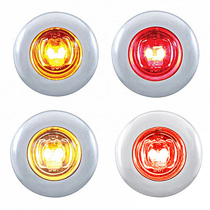 2 LED 3/4" Mini Light With Bezel Clearance/Marker Light - Amber or Red LEDs (Amber, Red or Clear Lens)