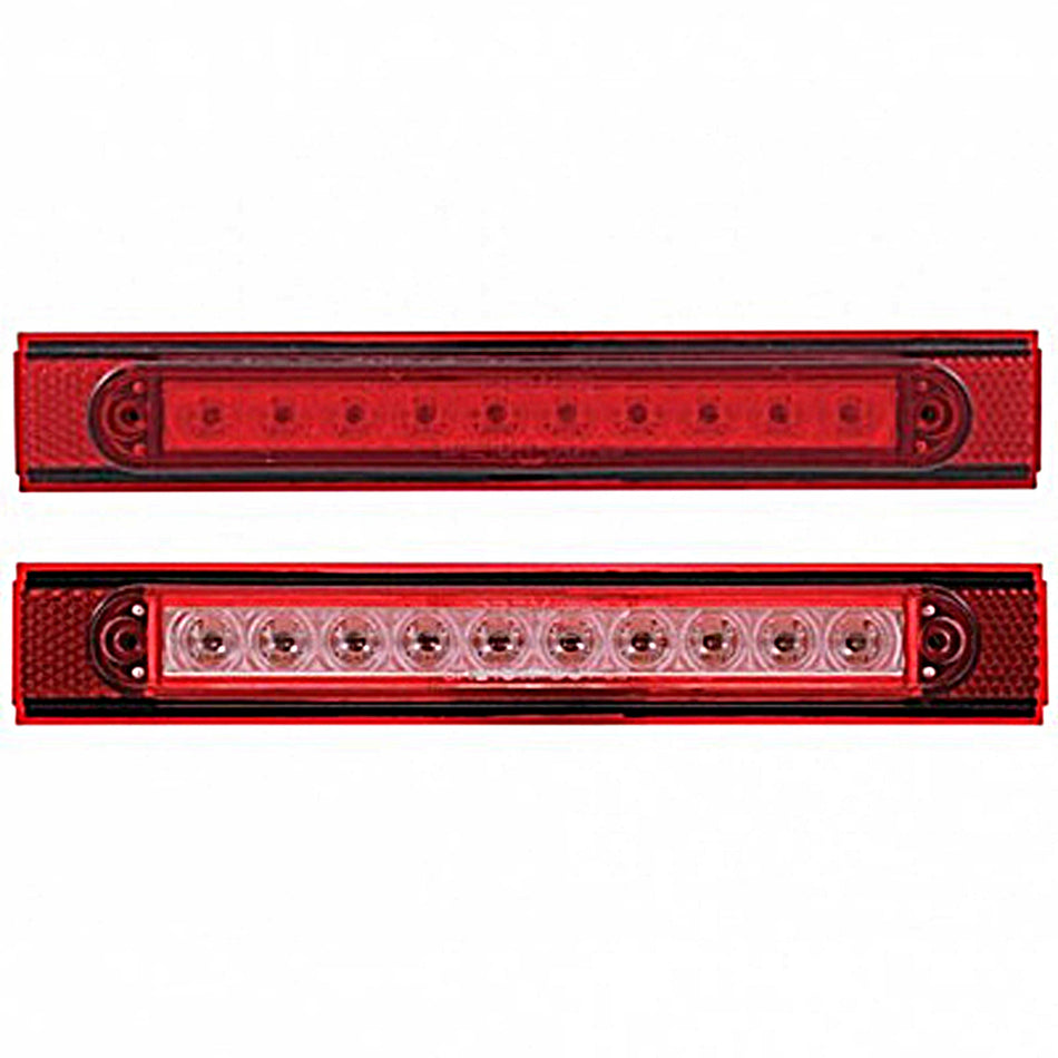 10 LED Conspicuity Reflector Plate Light With Red Reflector - Red LEDs (Red or Clear Lens)