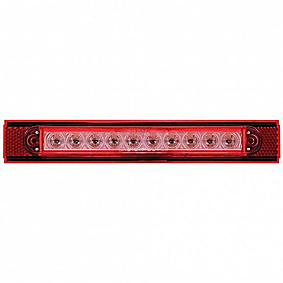 10 LED Conspicuity Reflector Plate Light With Red Reflector - Red LEDs (Red or Clear Lens)