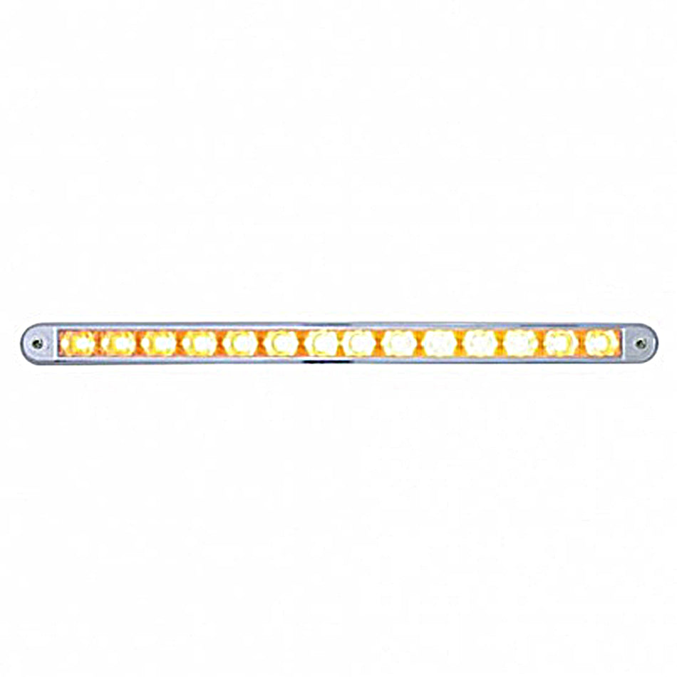 United Pacific - 14 LED 12" Auxiliary Warning Light Bar w/ Bezel - Amber LEDs (Clear Lens)