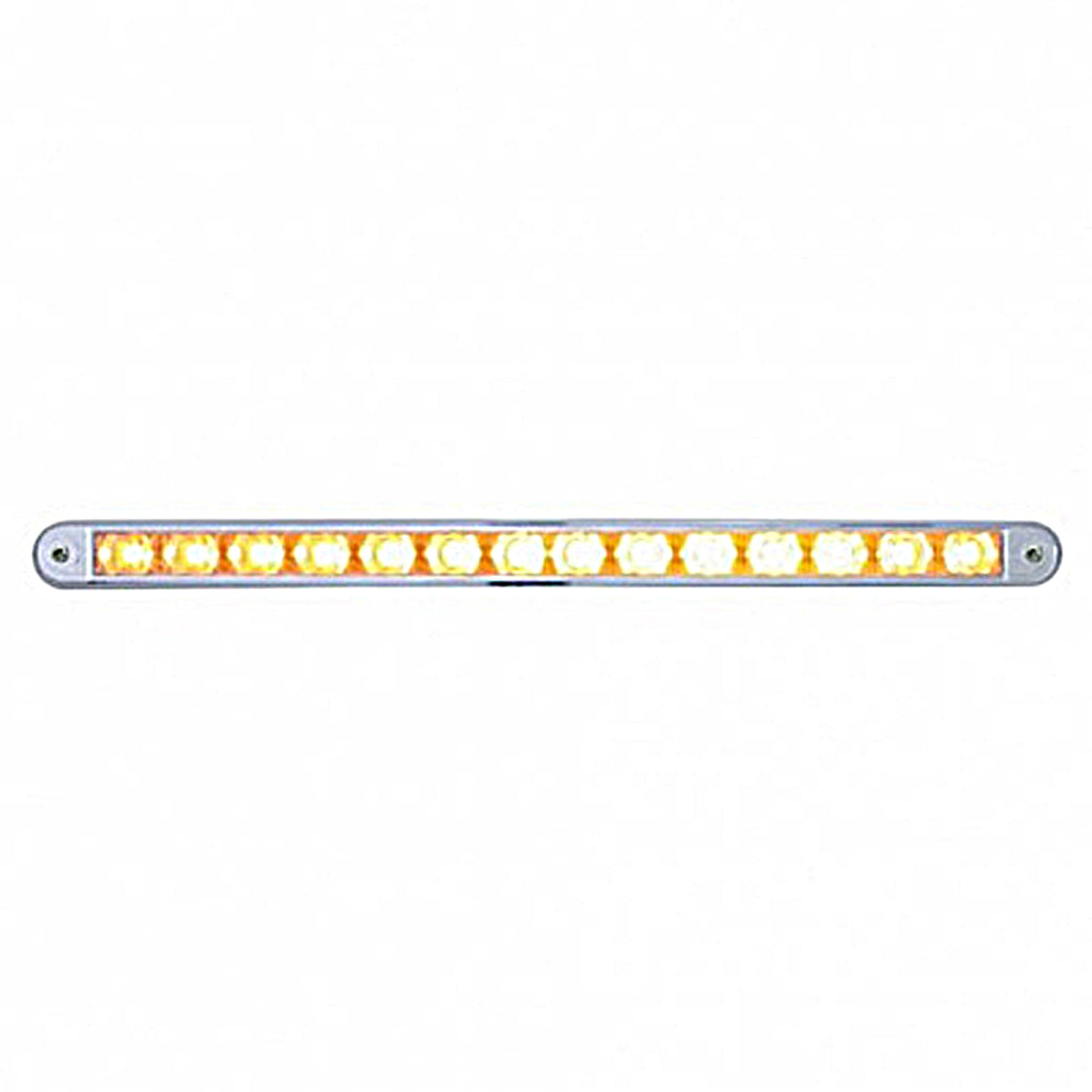 United Pacific - 14 LED 12" Auxiliary Warning Light Bar w/ Bezel - Amber LEDs (Clear Lens)