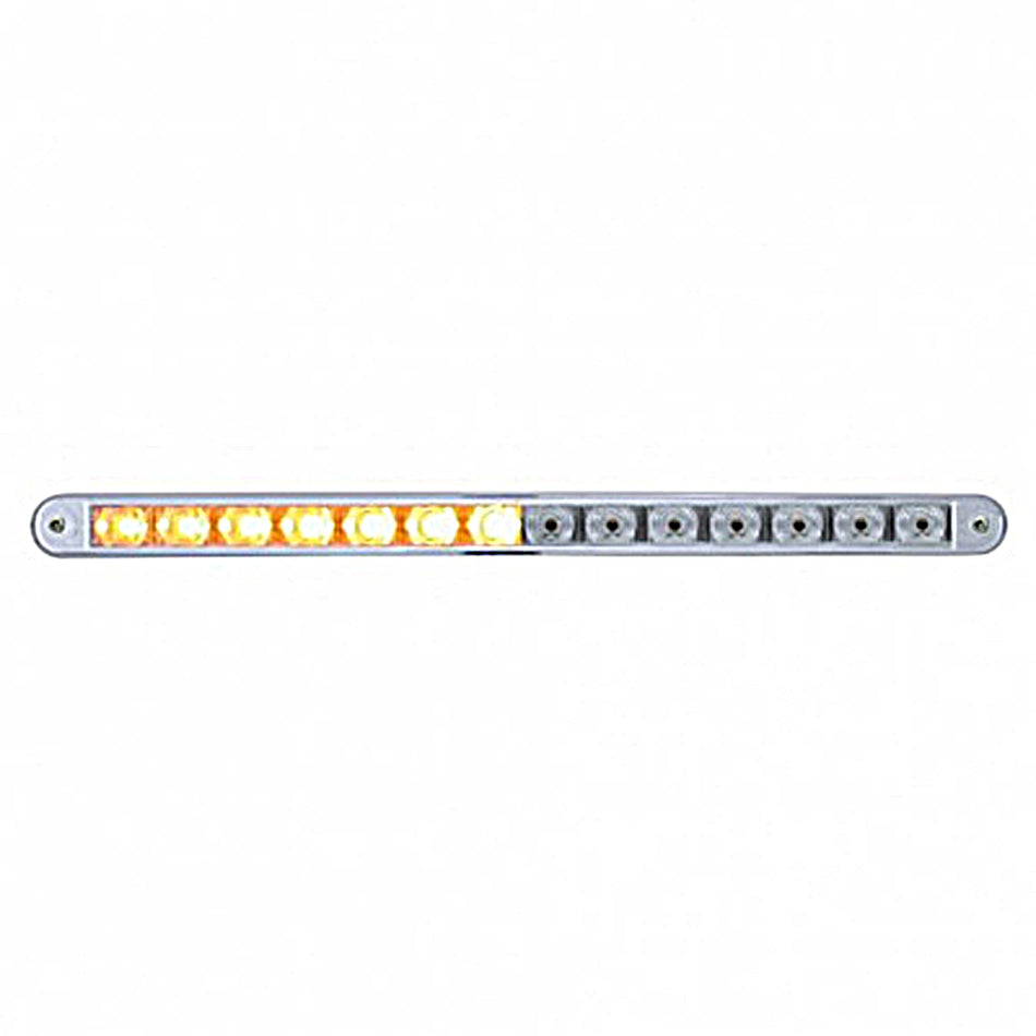 United Pacific - 14 LED 12" Auxiliary Warning Light Bar w/ Bezel - Amber LEDs (Clear Lens)