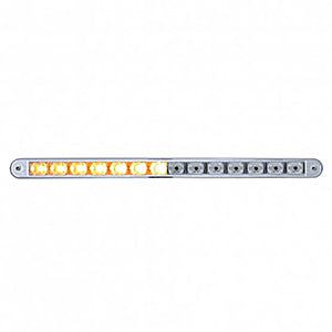 United Pacific - 14 LED 12" Auxiliary Warning Light Bar w/ Bezel - Amber LEDs (Clear Lens)
