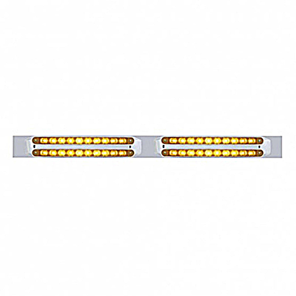 Chrome Top Mud Flap Plate With Four 10 LED 9" Light Bars - Amber or Red LEDs (Amber, Red or Clear Lens)