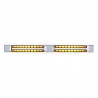 Chrome Top Mud Flap Plate With Four 10 LED 9" Light Bars - Amber or Red LEDs (Amber, Red or Clear Lens)