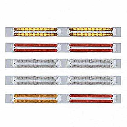 Chrome Top Mud Flap Plate With Four 10 LED 9" Light Bars - Amber or Red LEDs (Amber, Red or Clear Lens)