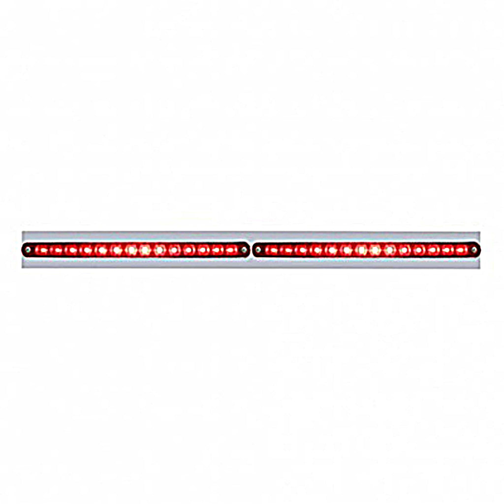 Chrome Top Mud Flap Plate With Two 14 LED 12" Light Bars - Red LEDs (Red, Clear or Chrome Lens)