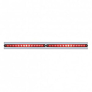 Chrome Top Mud Flap Plate With Two 14 LED 12" Light Bars - Red LEDs (Red, Clear or Chrome Lens)