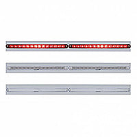 Chrome Top Mud Flap Plate With Two 14 LED 12" Light Bars - Red LEDs (Red, Clear or Chrome Lens)