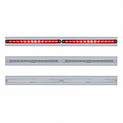 Chrome Top Mud Flap Plate With Two 14 LED 12" Light Bars - Red LEDs (Red, Clear or Chrome Lens)