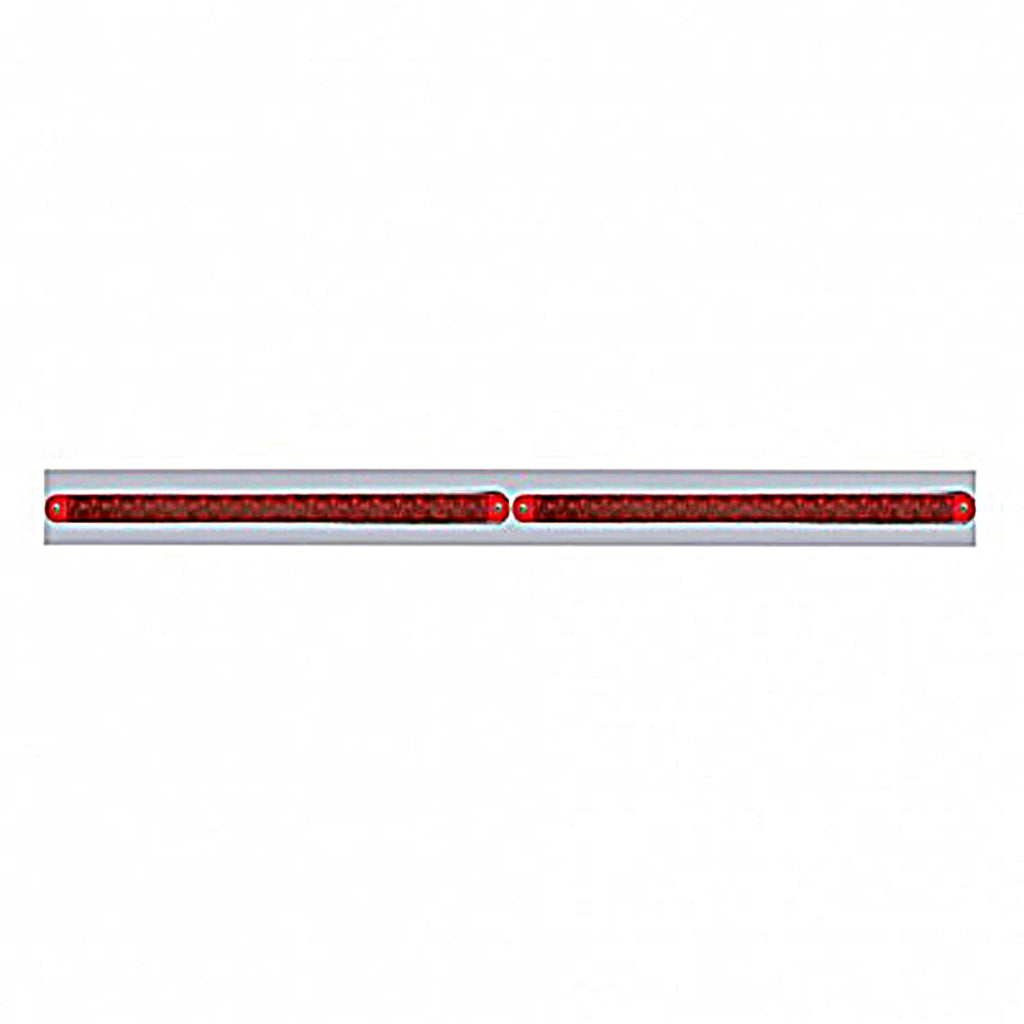 Chrome Top Mud Flap Plate With Two 19 LED 12" Reflector Light Bars - Red LEDs (Red or Clear Lens)