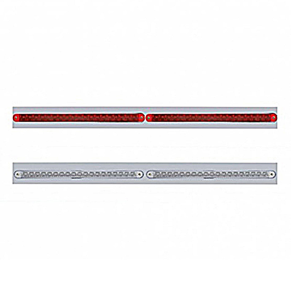 Chrome Top Mud Flap Plate With Two 19 LED 12" Reflector Light Bars - Red LEDs (Red or Clear Lens)