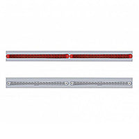 Chrome Top Mud Flap Plate With Two 19 LED 12" Reflector Light Bars - Red LEDs (Red or Clear Lens)