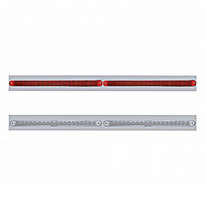 Chrome Top Mud Flap Plate With Two 19 LED 12" Reflector Light Bars - Red LEDs (Red or Clear Lens)