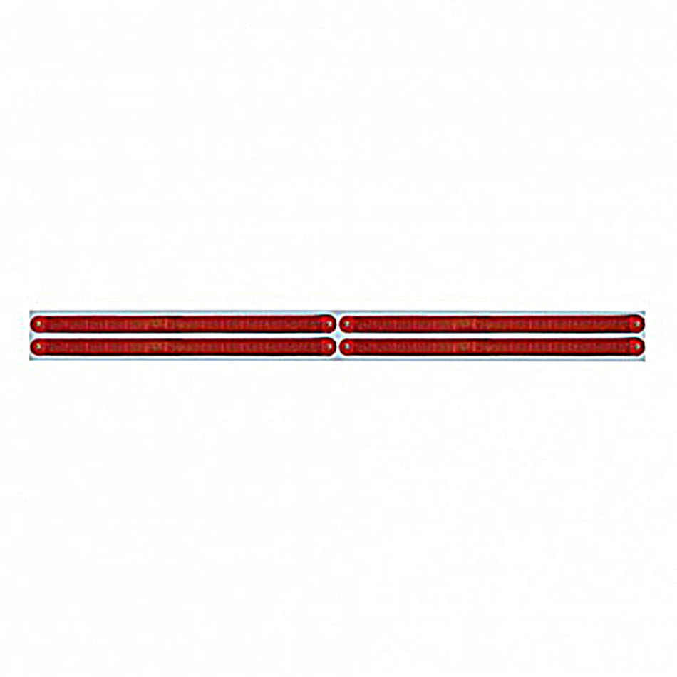 Chrome Top Mud Flap Plate With Four 14 LED 12" Light Bars - Red LEDs (Red, Clear or Chrome Lens)