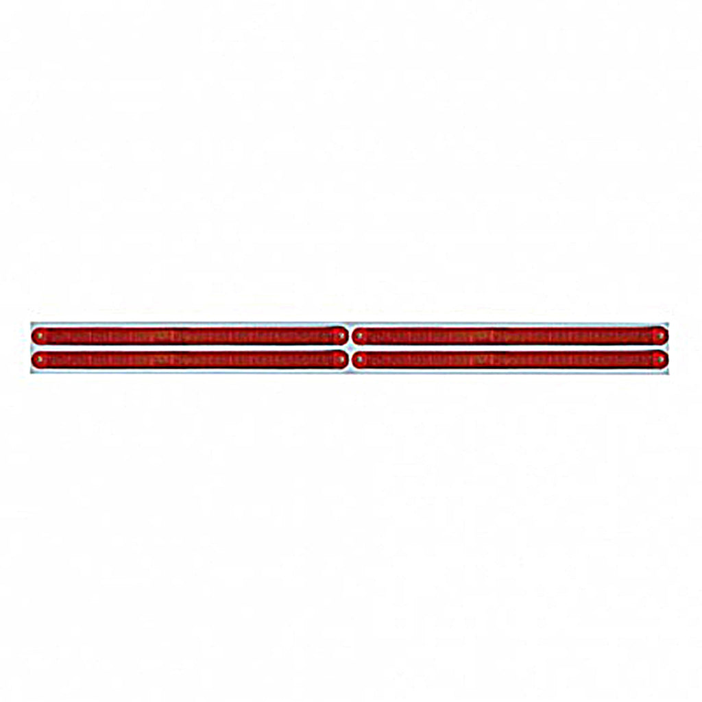 Chrome Top Mud Flap Plate With Four 14 LED 12" Light Bars - Red LEDs (Red, Clear or Chrome Lens)