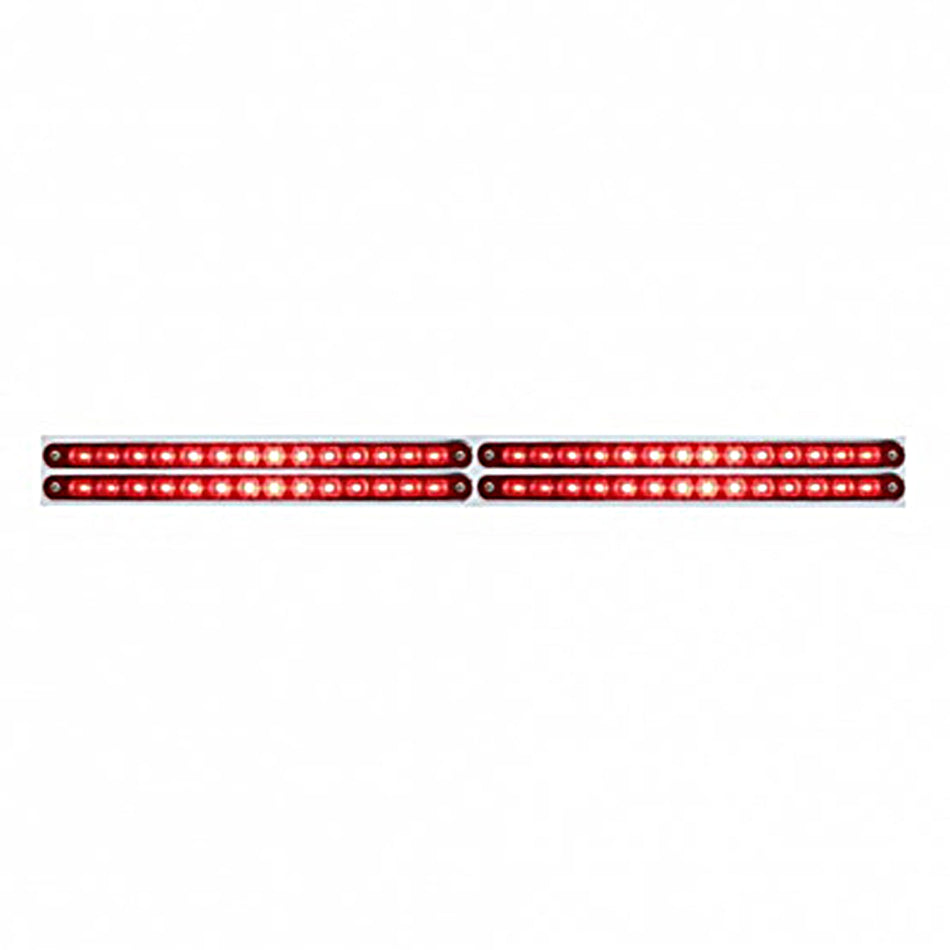 Chrome Top Mud Flap Plate With Four 14 LED 12" Light Bars - Red LEDs (Red, Clear or Chrome Lens)