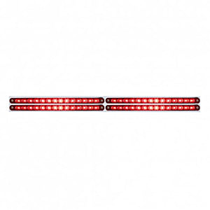 Chrome Top Mud Flap Plate With Four 14 LED 12" Light Bars - Red LEDs (Red, Clear or Chrome Lens)