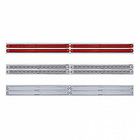 Chrome Top Mud Flap Plate With Four 14 LED 12" Light Bars - Red LEDs (Red, Clear or Chrome Lens)