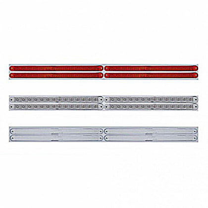 Chrome Top Mud Flap Plate With Four 14 LED 12" Light Bars - Red LEDs (Red, Clear or Chrome Lens)