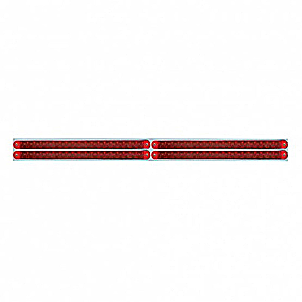 Chrome Top Mud Flap Plate With Four 19 LED 12" Reflector Light Bars - Red LEDs (Red or Clear Lens)