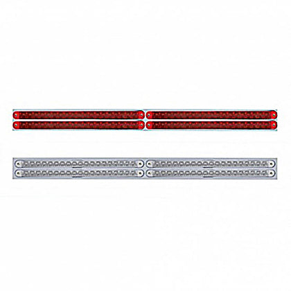 Chrome Top Mud Flap Plate With Four 19 LED 12" Reflector Light Bars - Red LEDs (Red or Clear Lens)