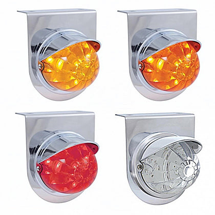 Stainless Light Bracket With 17 LED Dual Function Watermelon Light & Visor - Amber or Red LEDs (Amber, Dark Amber, Red or Clear Lens)
