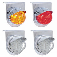 Stainless Light Bracket With 17 LED Watermelon Light & Visor - Amber or Red LEDs (Amber, Red or Clear Lens)