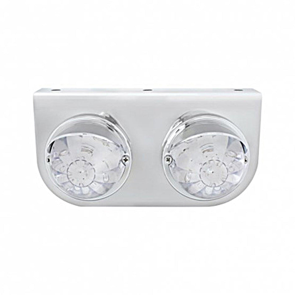 Stainless Steel Light Bracket With 2 X 17 LED Dual Function Watermelon Lights & Visors - Amber or Red LEDs (Amber, Dark Amber, Red or Clear Lens)