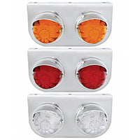 Stainless Light Bracket With 2 X 17 LED Watermelon Lights & Visors - Amber or Red LEDs (Amber, Red or Clear Lens)