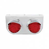 Stainless Light Bracket With 2 X 17 LED Watermelon Lights & Visors - Amber or Red LEDs (Amber, Red or Clear Lens)