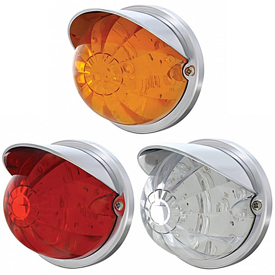 17 LED Dual Function Watermelon Flush Mount Kit With Visor - Amber or Red LEDs (Amber, Red or Clear Lens)