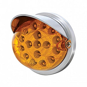 17 LED Dual Function Watermelon Clear Reflector Flush Mount Kit With Visor - Amber or Red LEDs (Amber, Red or Clear Lens)