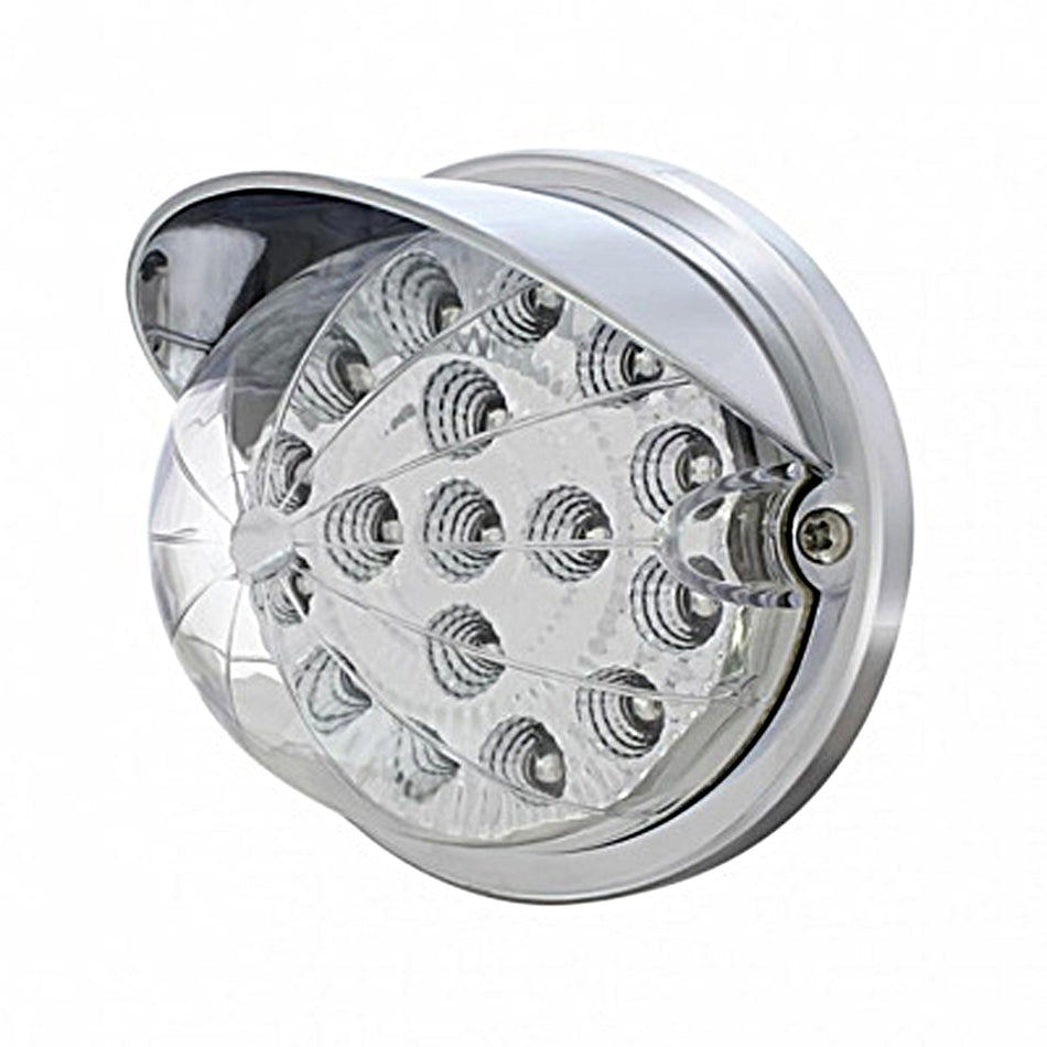 17 LED Dual Function Watermelon Clear Reflector Flush Mount Kit With Visor - Amber or Red LEDs (Amber, Red or Clear Lens)