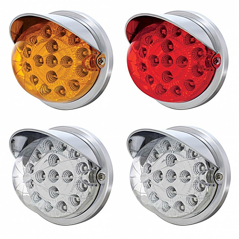 17 LED Watermelon Clear Reflector Flush Mount Kit With Visor - Amber or Red LEDs (Amber, Red or Clear Lens)