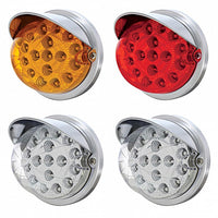 17 LED Watermelon Clear Reflector Flush Mount Kit With Visor - Amber or Red LEDs (Amber, Red or Clear Lens)