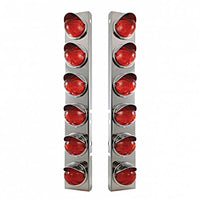 Stainless Steel Front Air Cleaner Bracket w/ 12 X 17 LED Watermelon Lights & Visors For Peterbilt - Amber LEDs (Amber Lens)