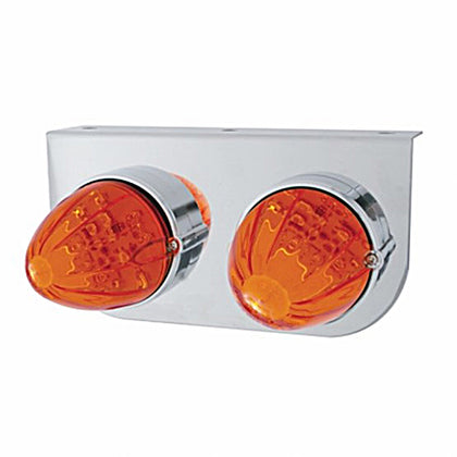 Stainless Light Bracket w 2 X 19 LED Bullet Style Grakon 1000 Lights (Amber LEDs - Dark Amber Lens)