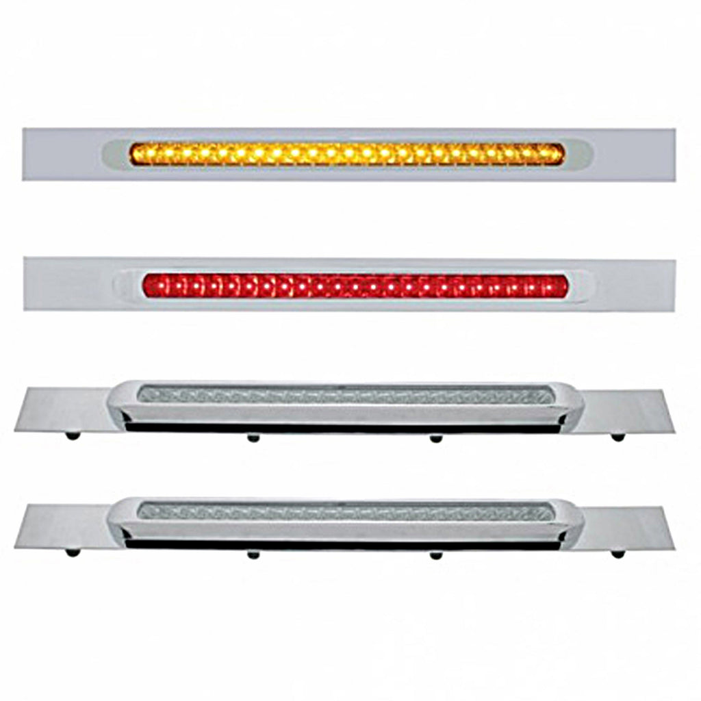 Chrome Top Mud Flap Plate w/ 23 SMD LED Light Bar & Bezel - Amber or R ...