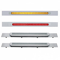 Chrome Top Mud Flap Plate w/ 23 SMD LED Light Bar & Bezel - Amber or Red LEDs (Amber, Red or Clear Lens)