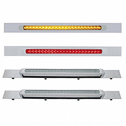 Chrome Top Mud Flap Plate w/ 23 SMD LED Light Bar & Bezel - Amber or Red LEDs (Amber, Red or Clear Lens)