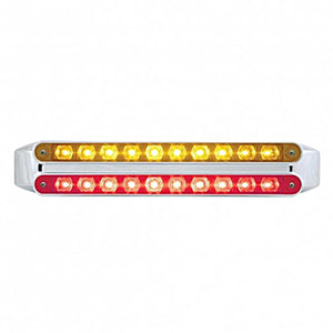 United Pacific - Dual 10 LED 9" Light Bars - Amber & Red LEDs (Amber & Red or Clear Lens)