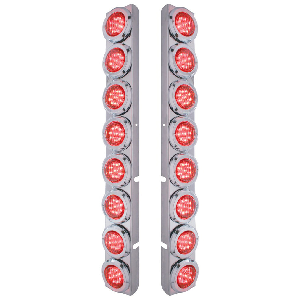 Stainless Steel Rear Air Cleaner Bracket w/ 16 X 9 LED 2" Lights For Peterbilt - Red LEDs (Red or Clear Lens)